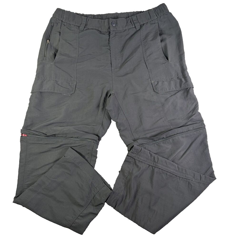 The North Face Convertible Cargo Pants Mens Large Nylon Gray Hiking Utility